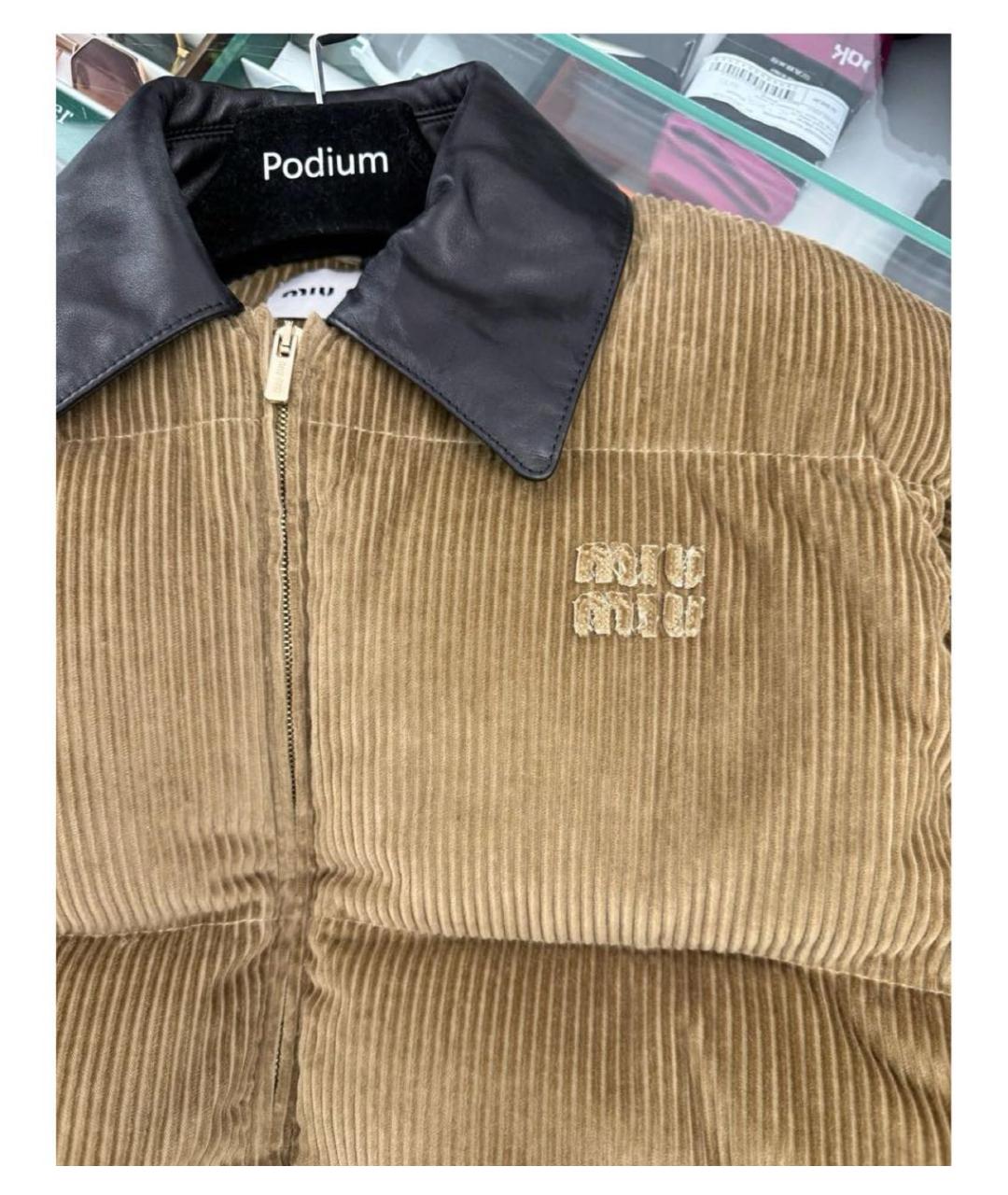 MIU MIU Бежевый хлопковый пуховик, фото 5