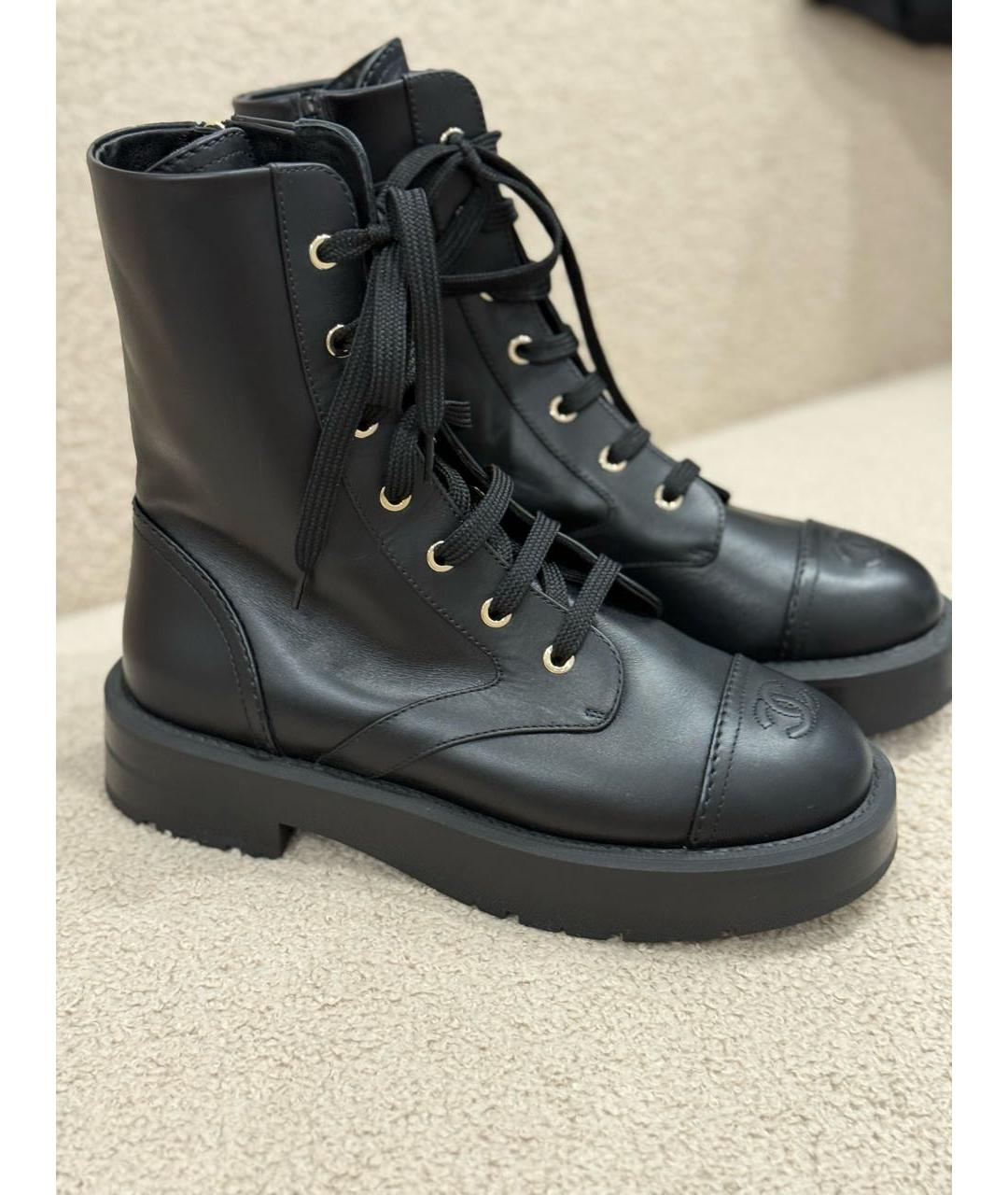 CHANEL Черные кожаные ботинки, фото 5