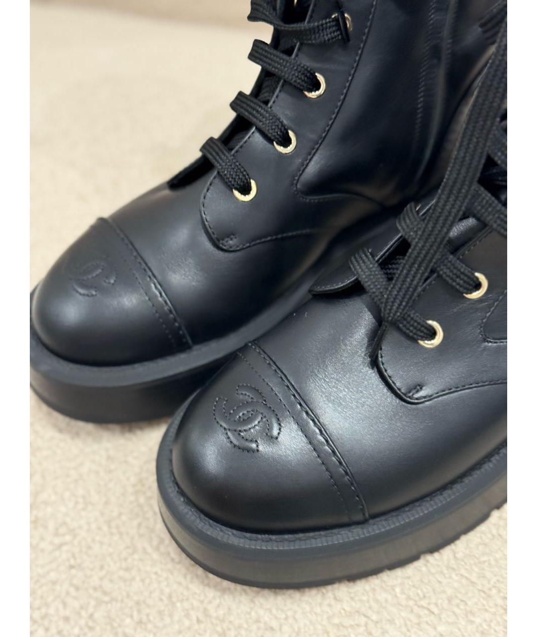 CHANEL Черные кожаные ботинки, фото 3