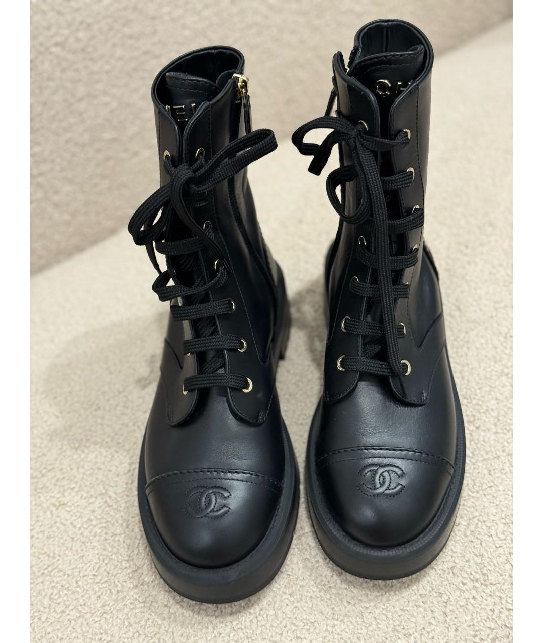 CHANEL Черные кожаные ботинки, фото 2