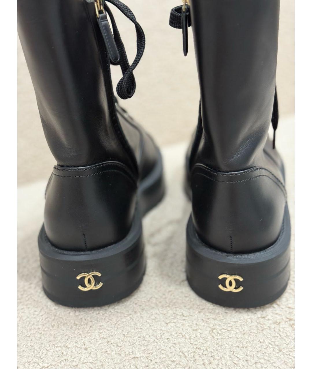 CHANEL Черные кожаные ботинки, фото 4