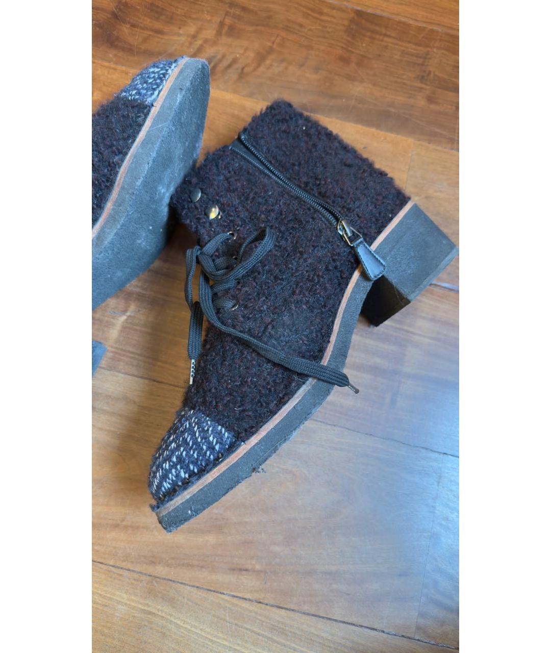 CHANEL Темно-синие текстильные ботинки, фото 3