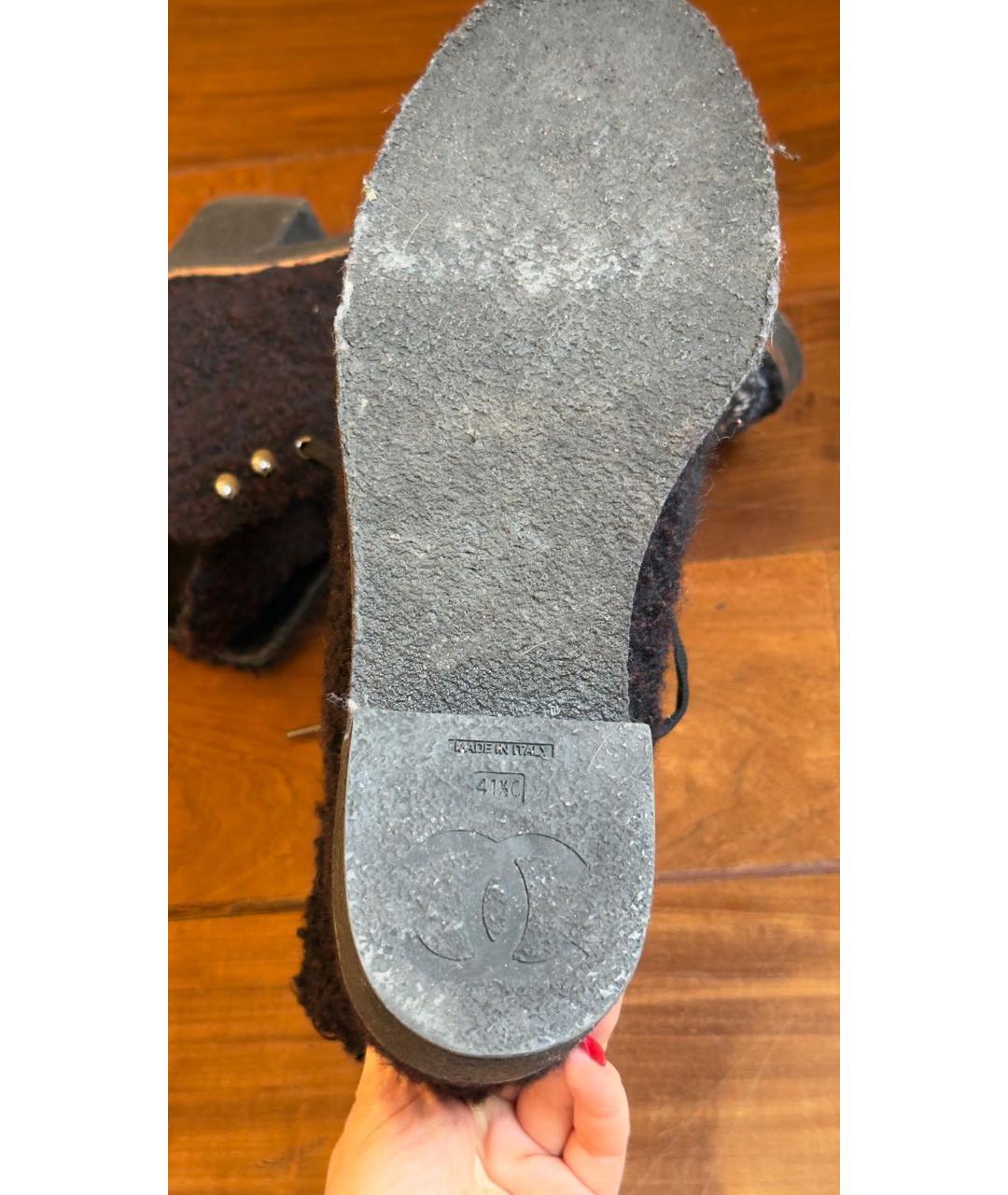 CHANEL Темно-синие текстильные ботинки, фото 6