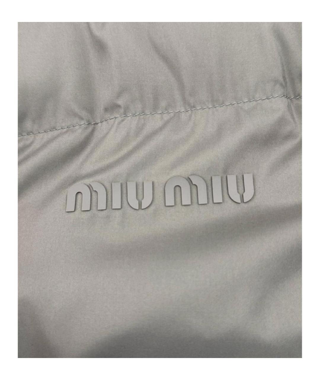 MIU MIU Серый полиэстеровый пуховик, фото 3