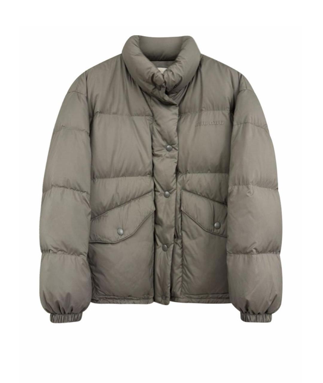 MIU MIU Серый полиэстеровый пуховик, фото 1