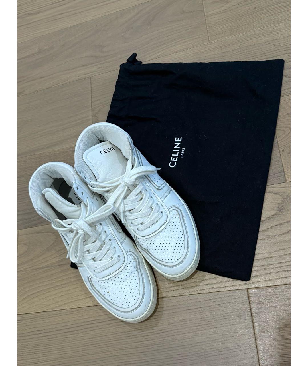 CELINE Белые кожаные кроссовки, фото 6