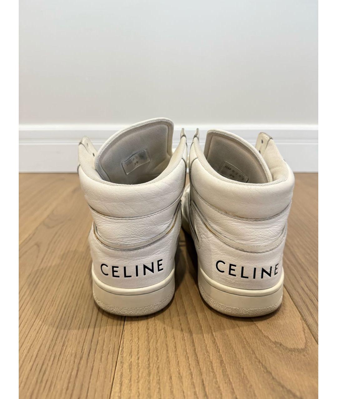 CELINE Белые кожаные кроссовки, фото 4