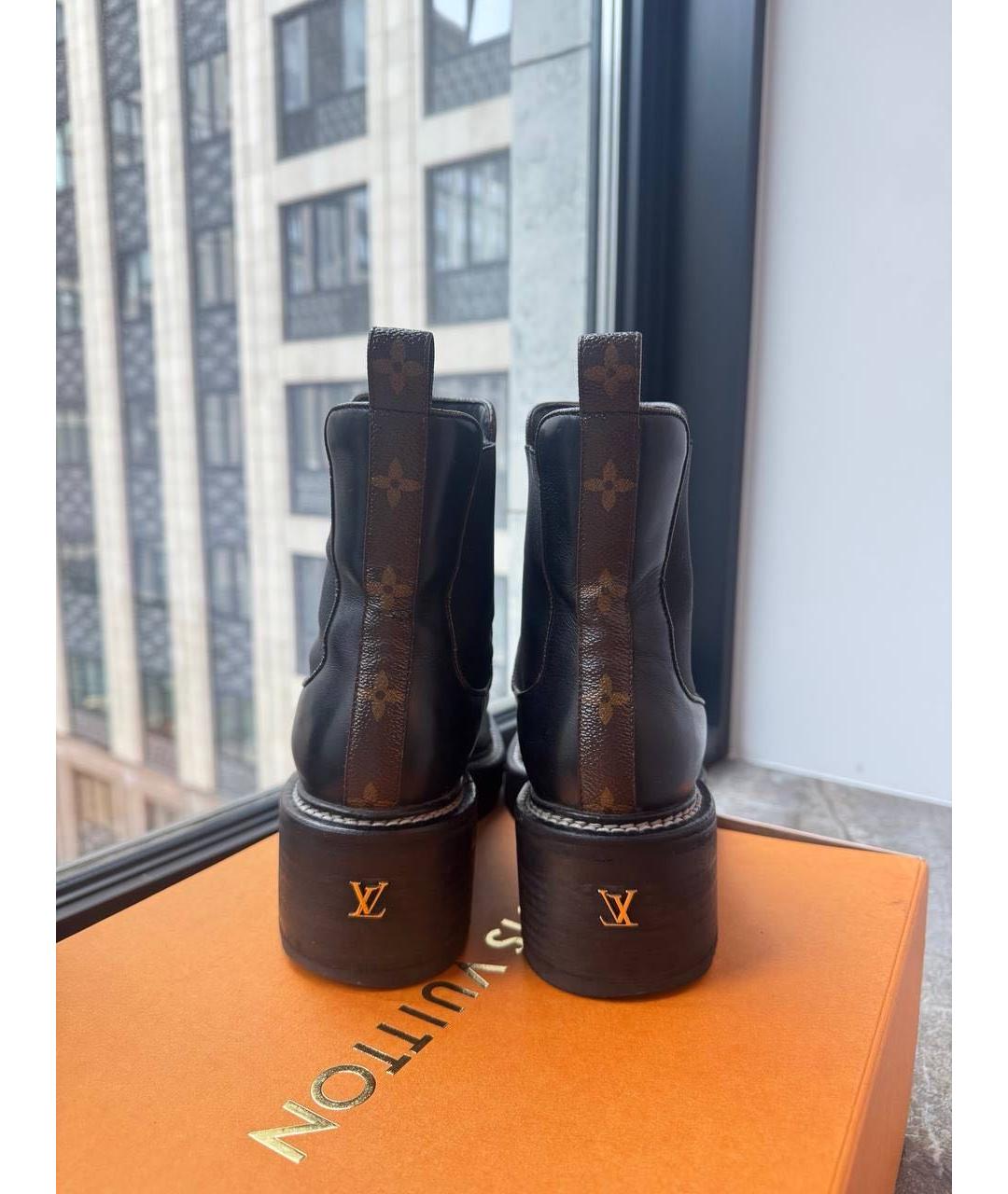 LOUIS VUITTON Черные кожаные ботинки, фото 4