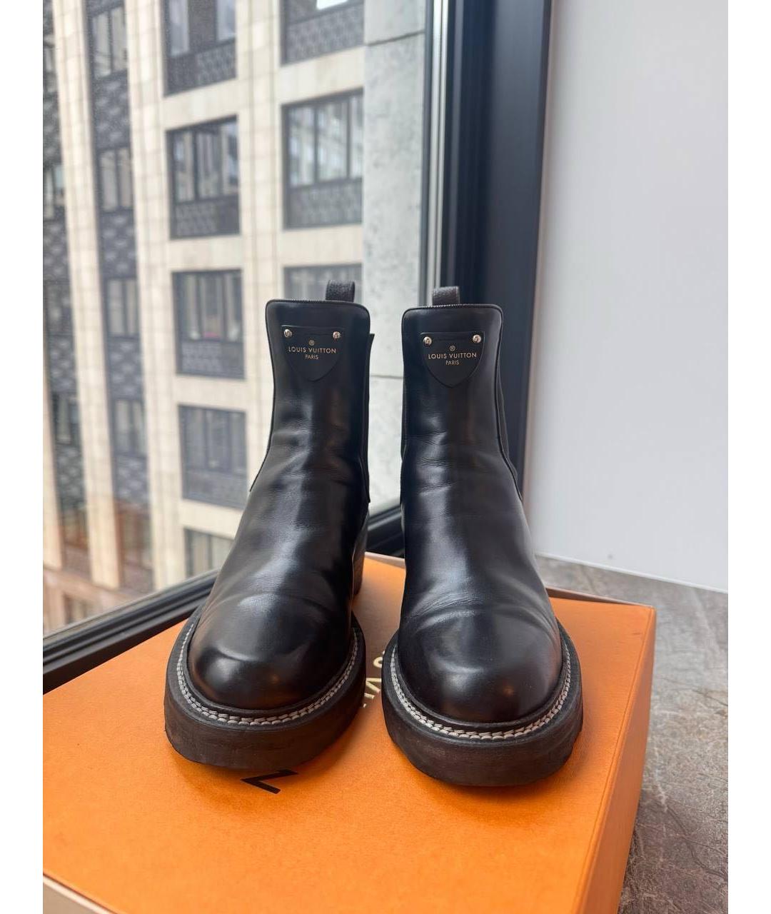 LOUIS VUITTON Черные кожаные ботинки, фото 2
