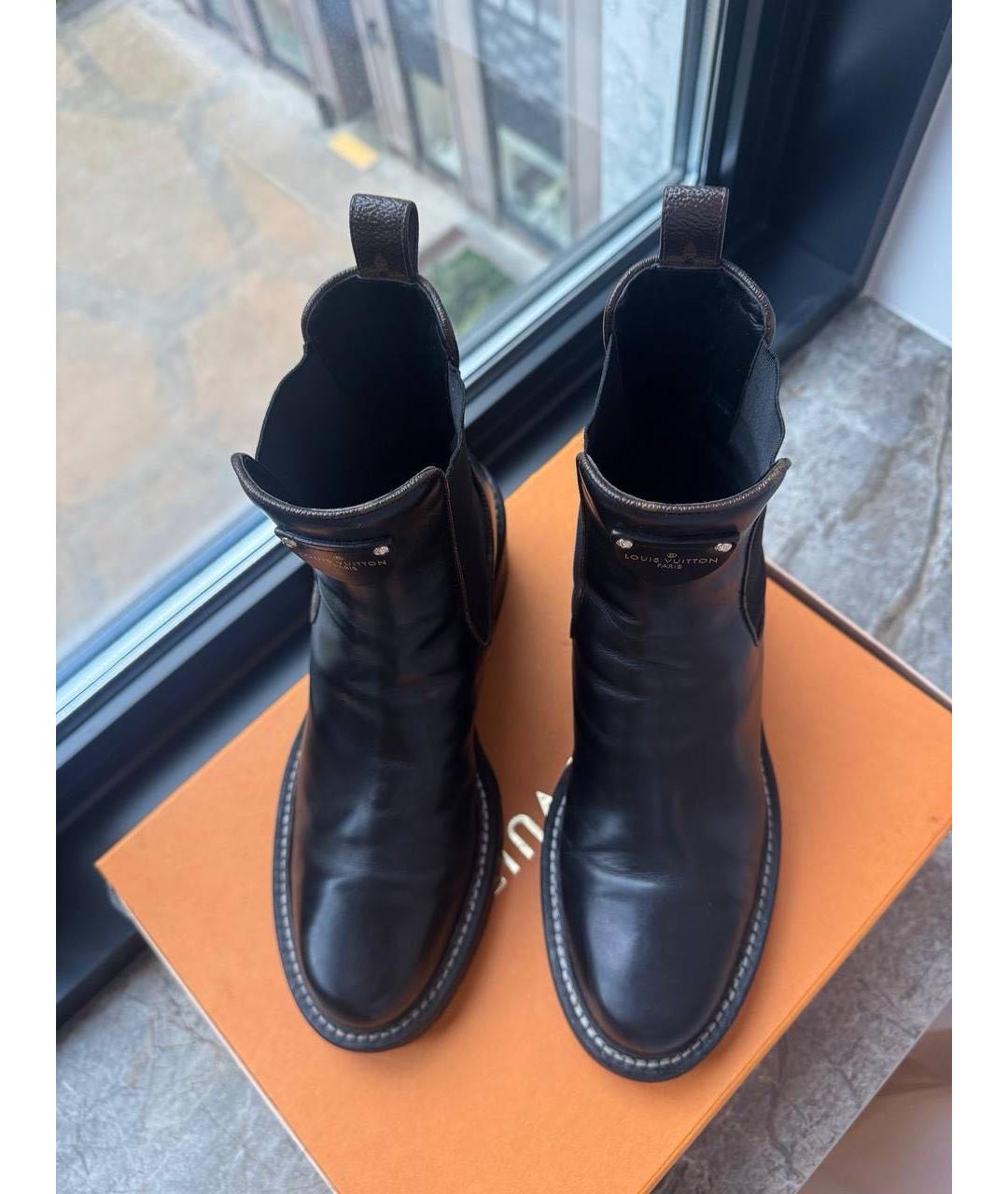 LOUIS VUITTON Черные кожаные ботинки, фото 3