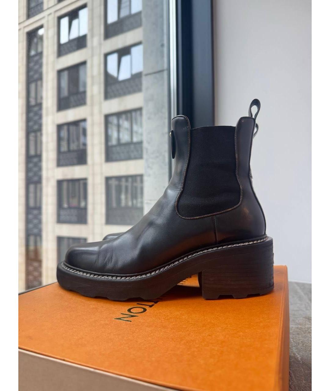 LOUIS VUITTON Черные кожаные ботинки, фото 7