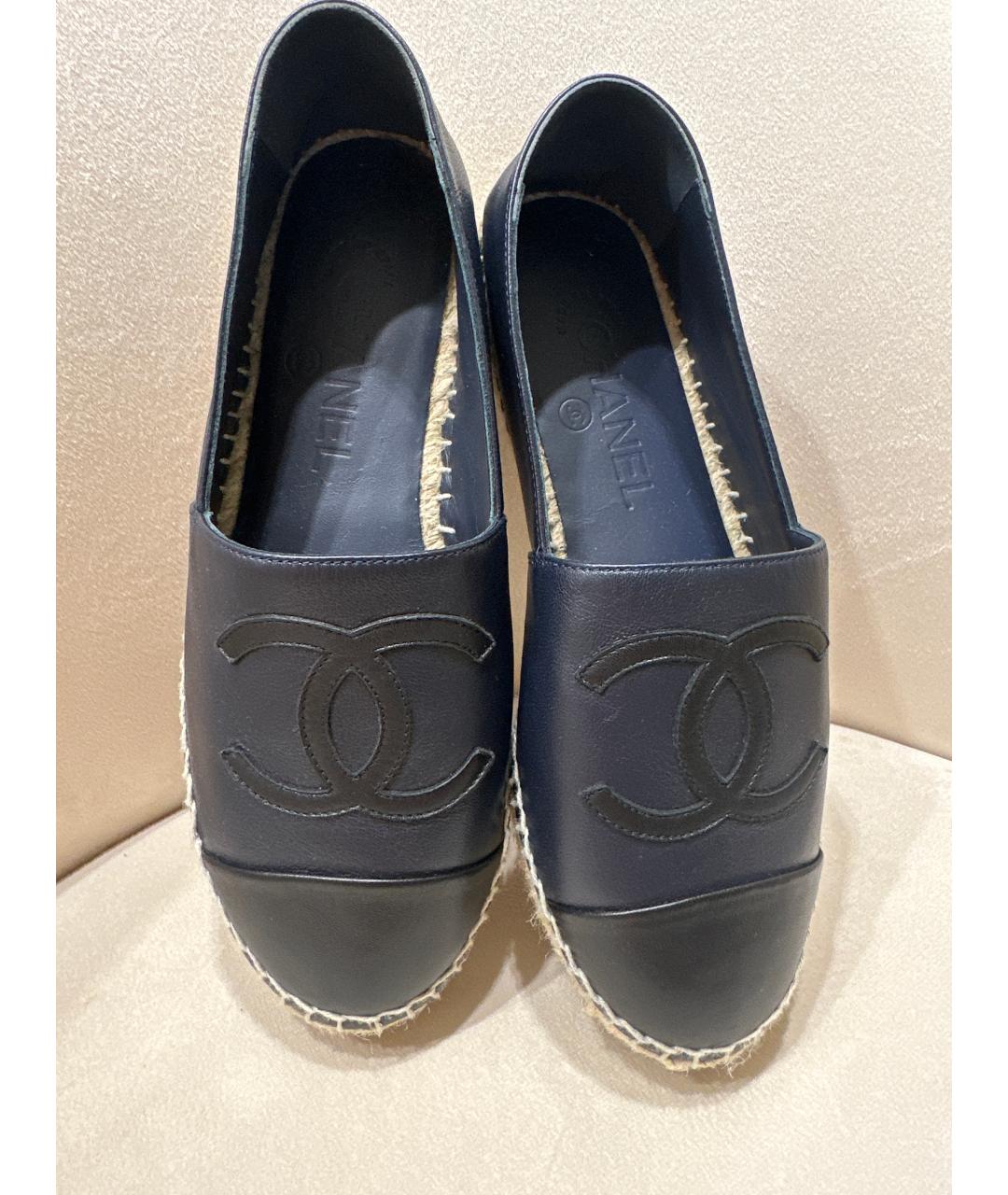 CHANEL Темно-синие кожаные эспадрильи, фото 3