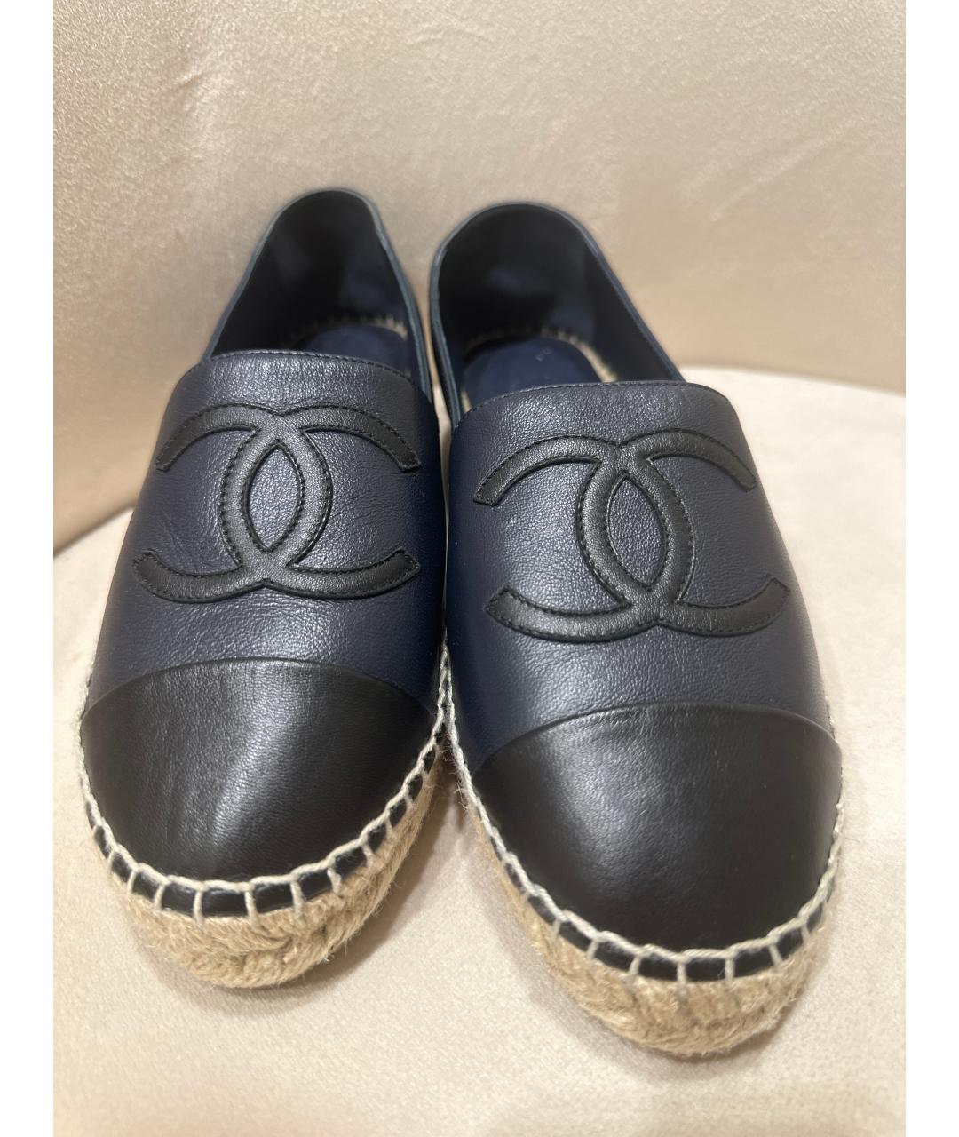CHANEL Темно-синие кожаные эспадрильи, фото 2