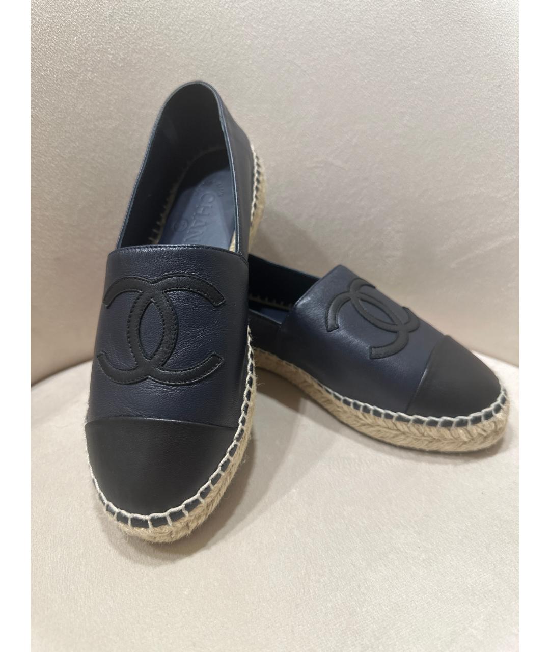 CHANEL Темно-синие кожаные эспадрильи, фото 6