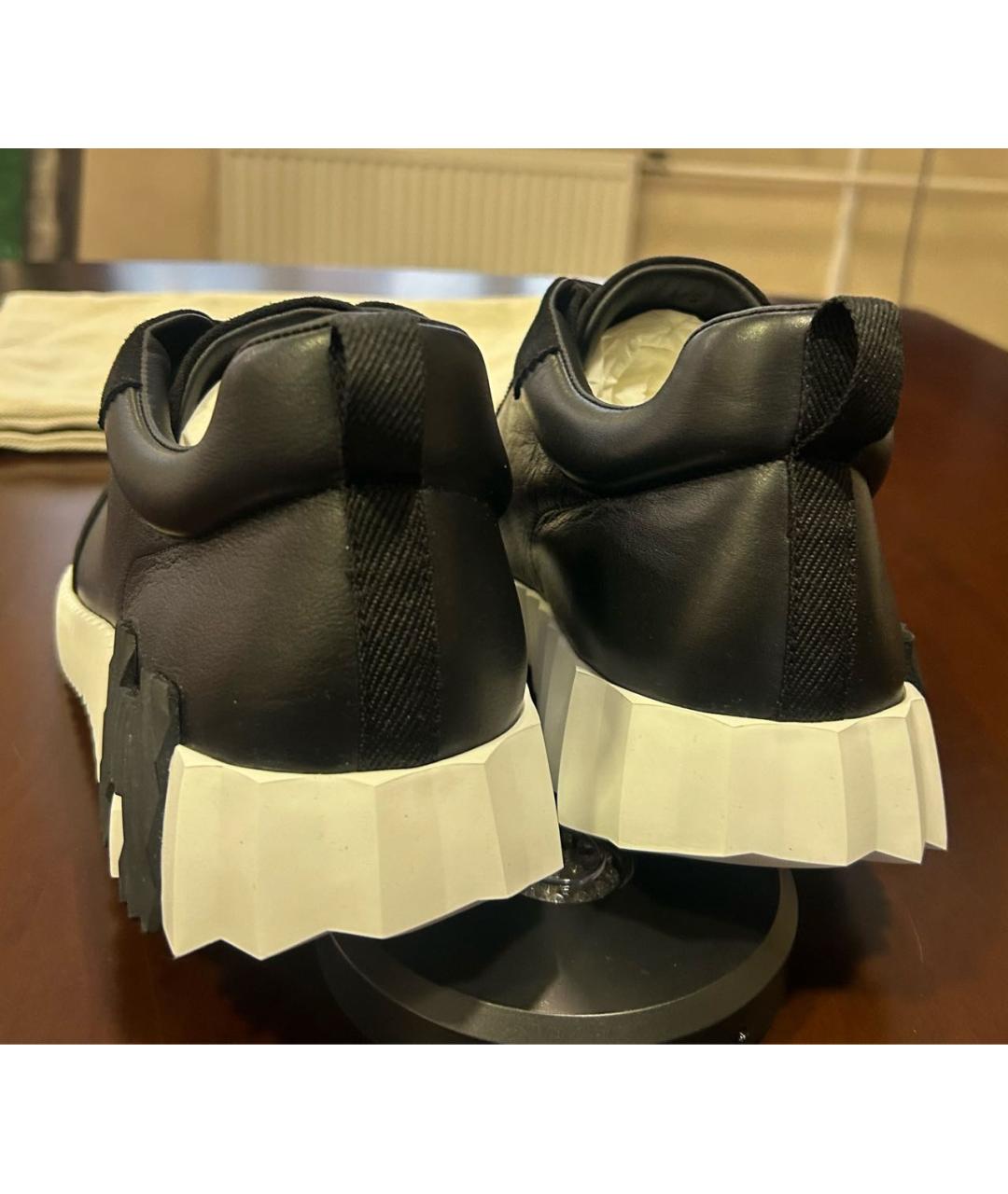 HERMES Черные кожаные низкие кроссовки / кеды, фото 4