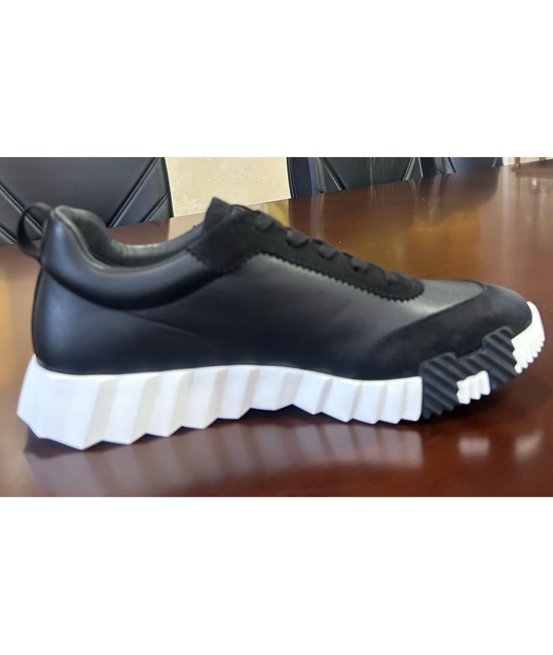 HERMES Черные кожаные низкие кроссовки / кеды, фото 6