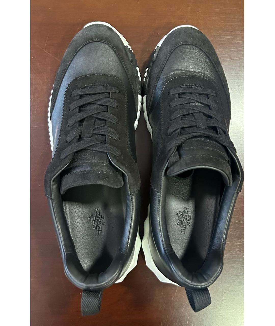 HERMES Черные кожаные низкие кроссовки / кеды, фото 3