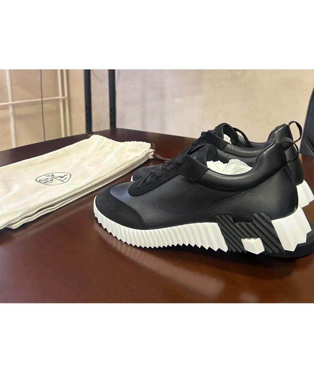 HERMES Черные кожаные низкие кроссовки / кеды, фото 5
