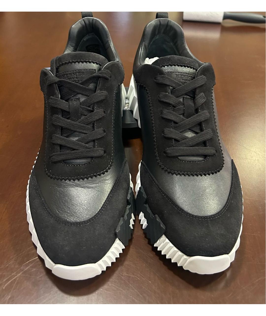 HERMES Черные кожаные низкие кроссовки / кеды, фото 2