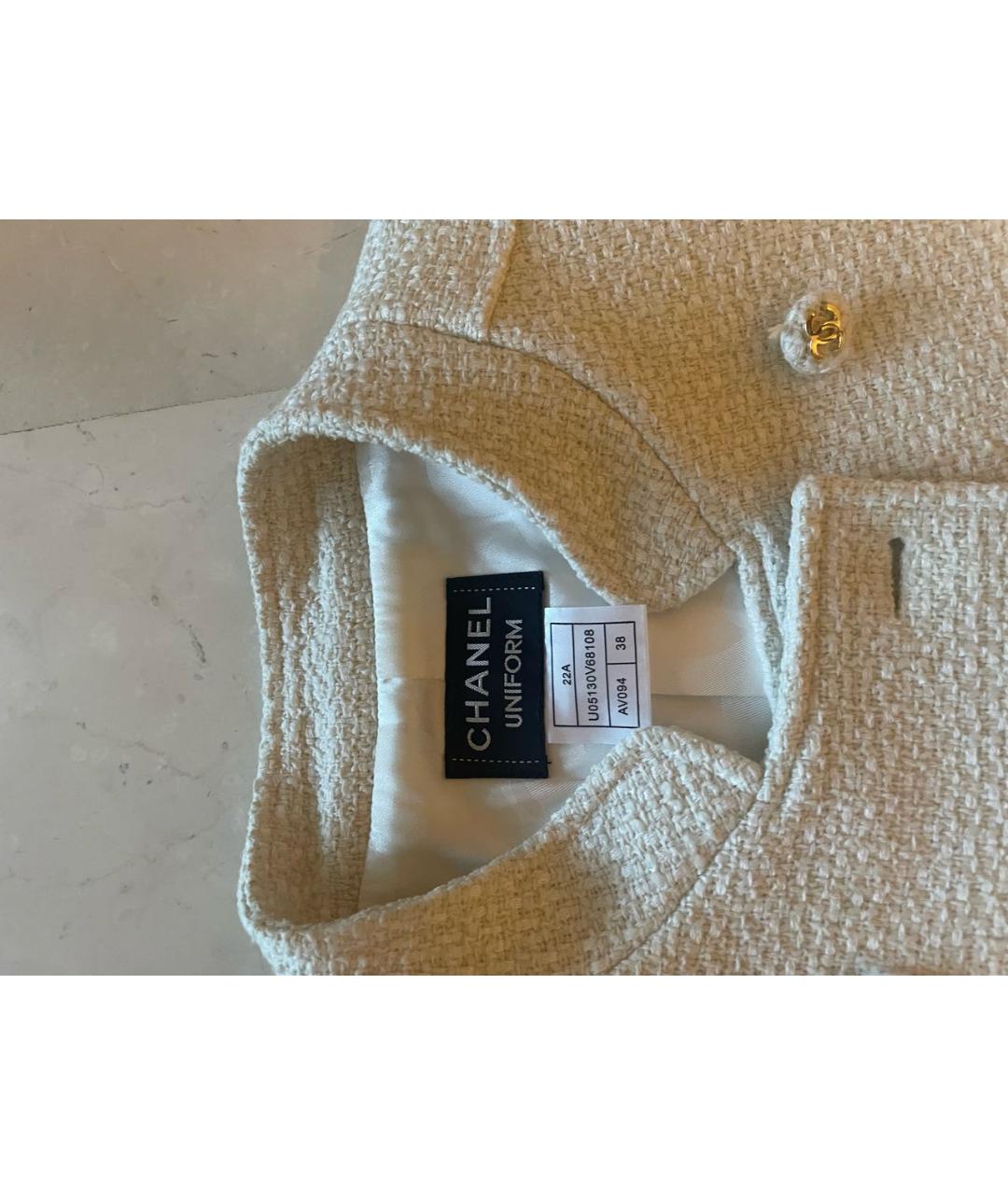 CHANEL Бежевый твидовый жакет/пиджак, фото 5