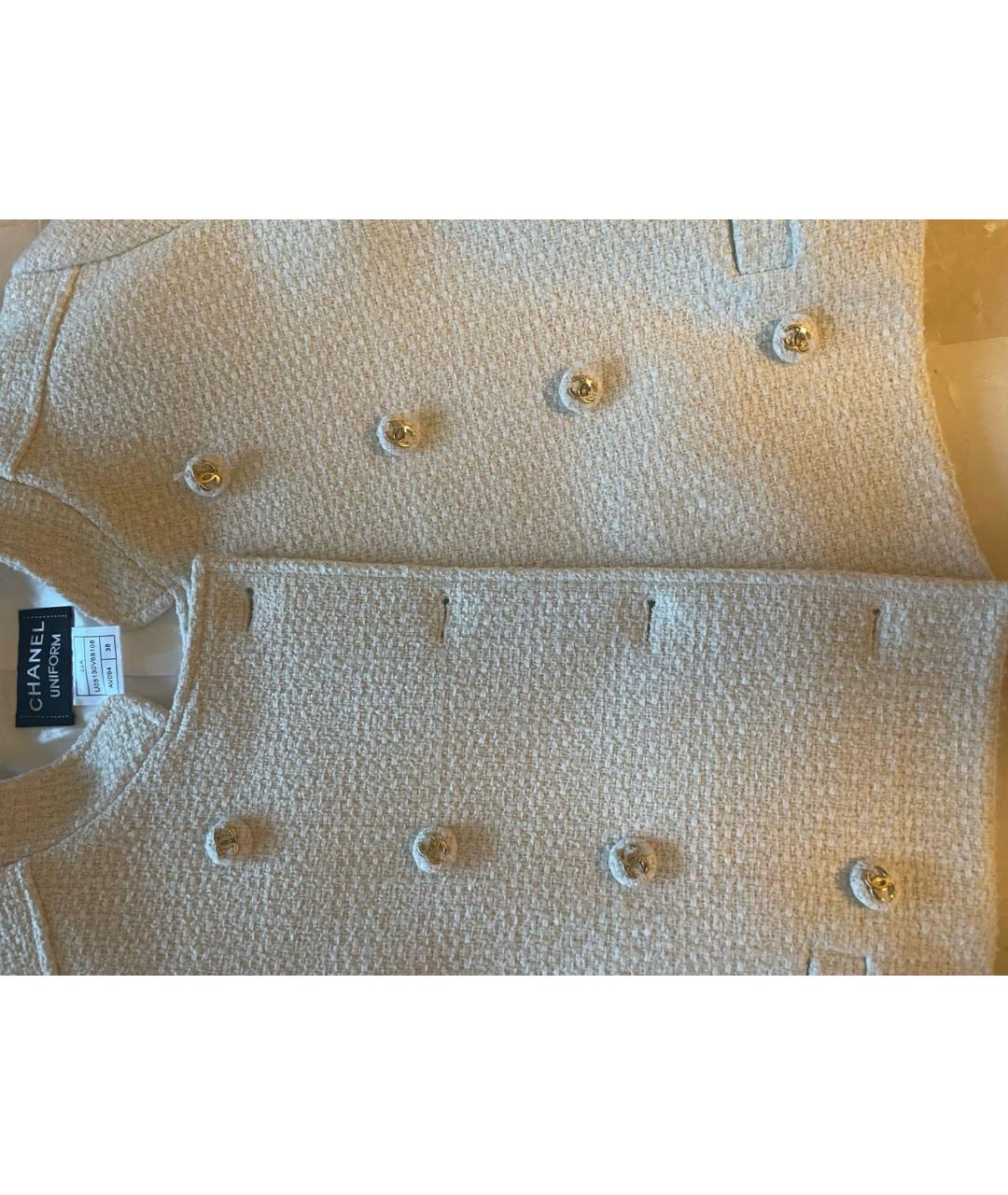 CHANEL Бежевый твидовый жакет/пиджак, фото 7