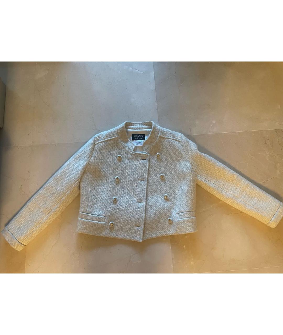 CHANEL Бежевый твидовый жакет/пиджак, фото 8