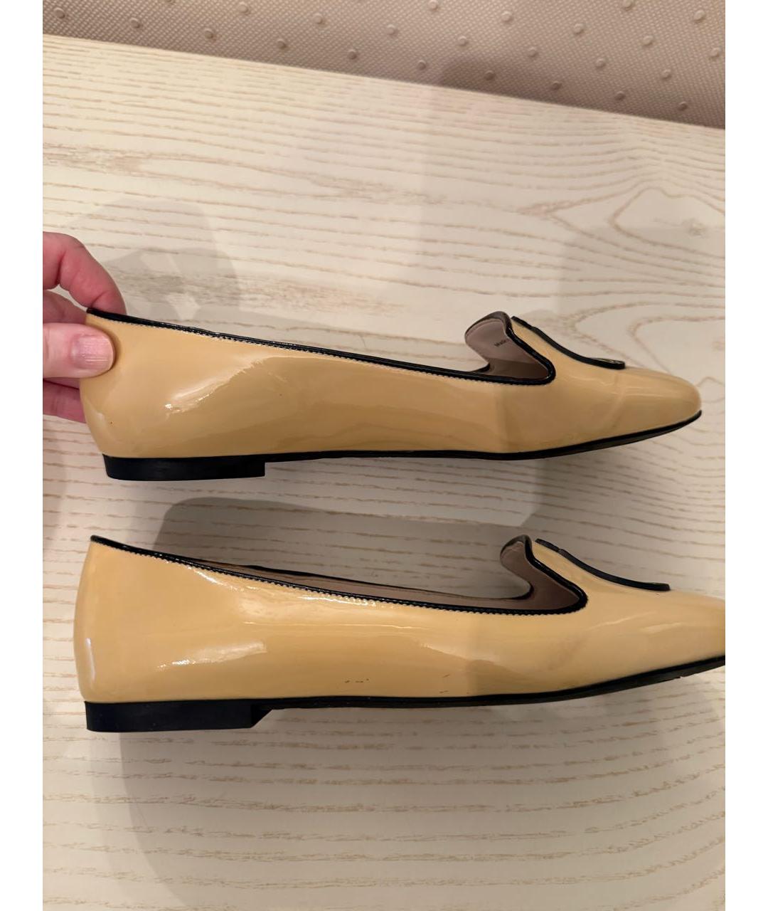 KENZO Бежевые лоферы из лакированной кожи, фото 7