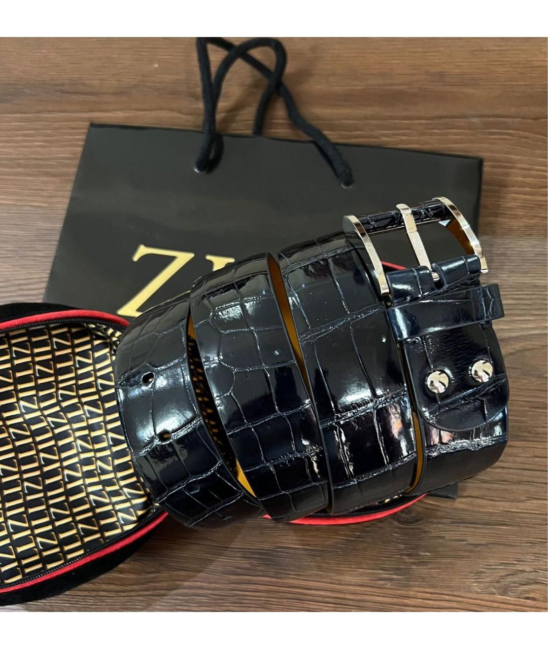 ZILLI Черный ремень из экзотической кожи, фото 2