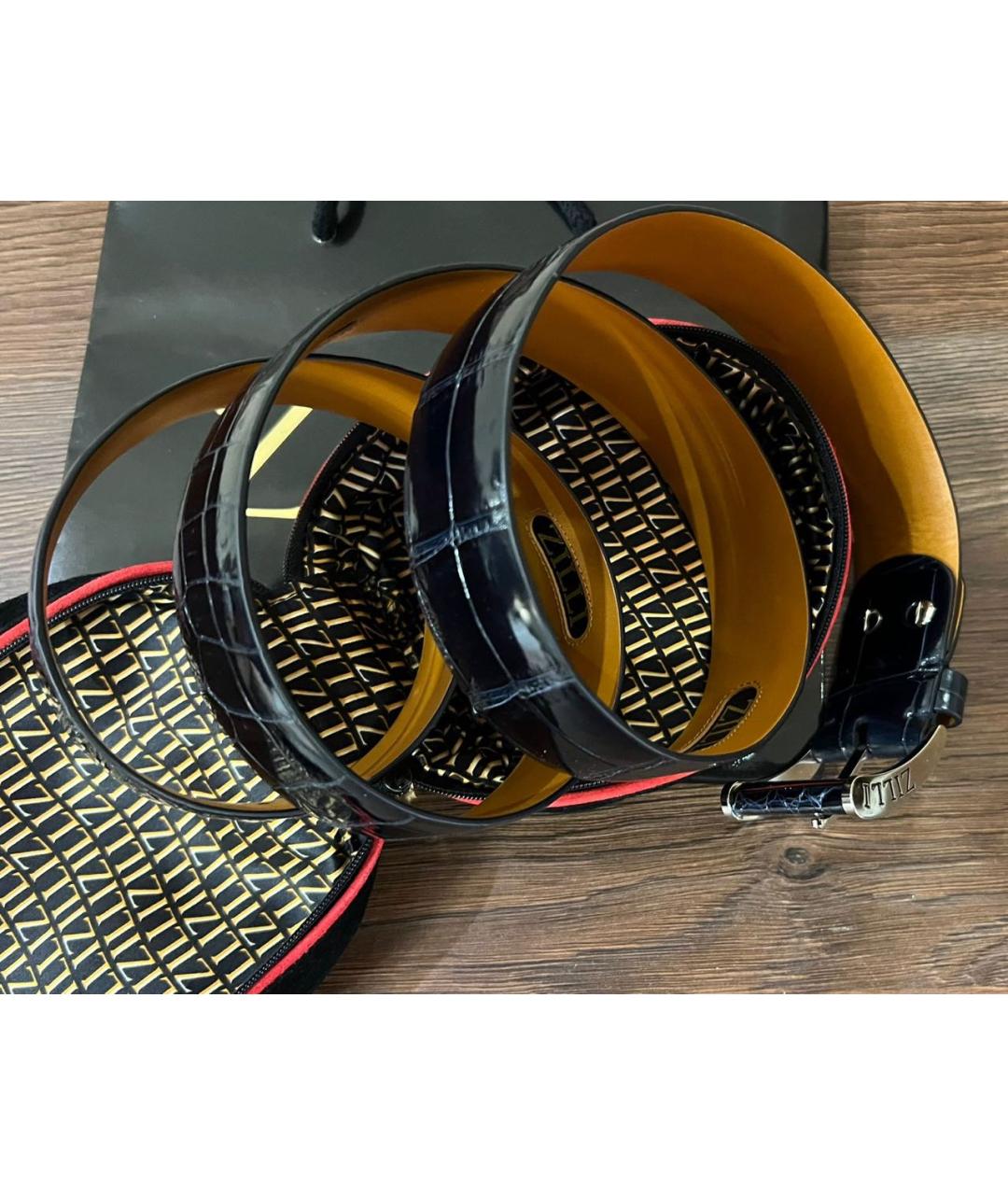 ZILLI Черный ремень из экзотической кожи, фото 8