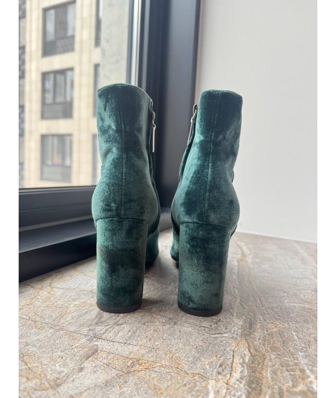 SAINT LAURENT Зеленые бархатные ботинки, фото 4