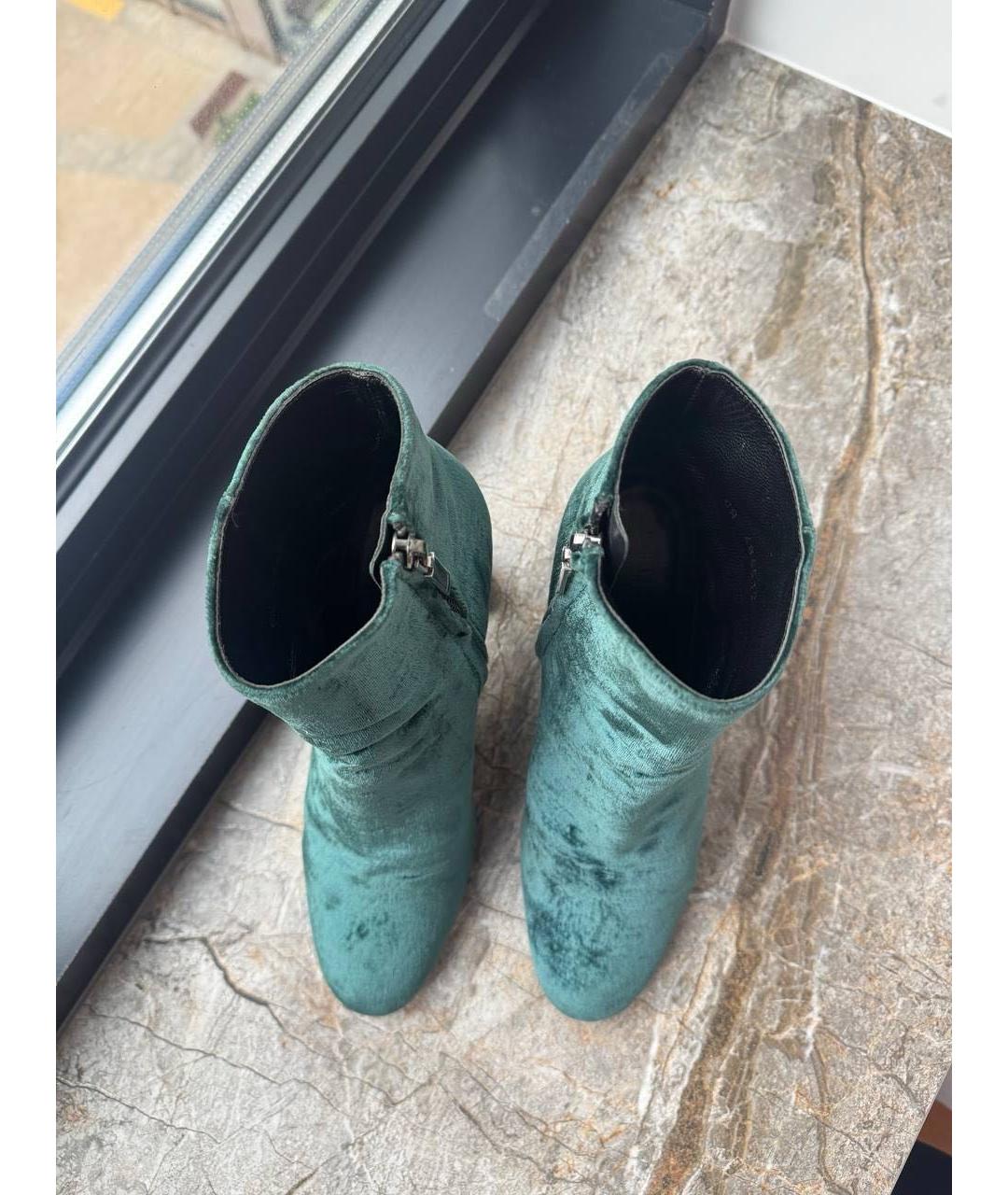 SAINT LAURENT Зеленые бархатные ботинки, фото 3