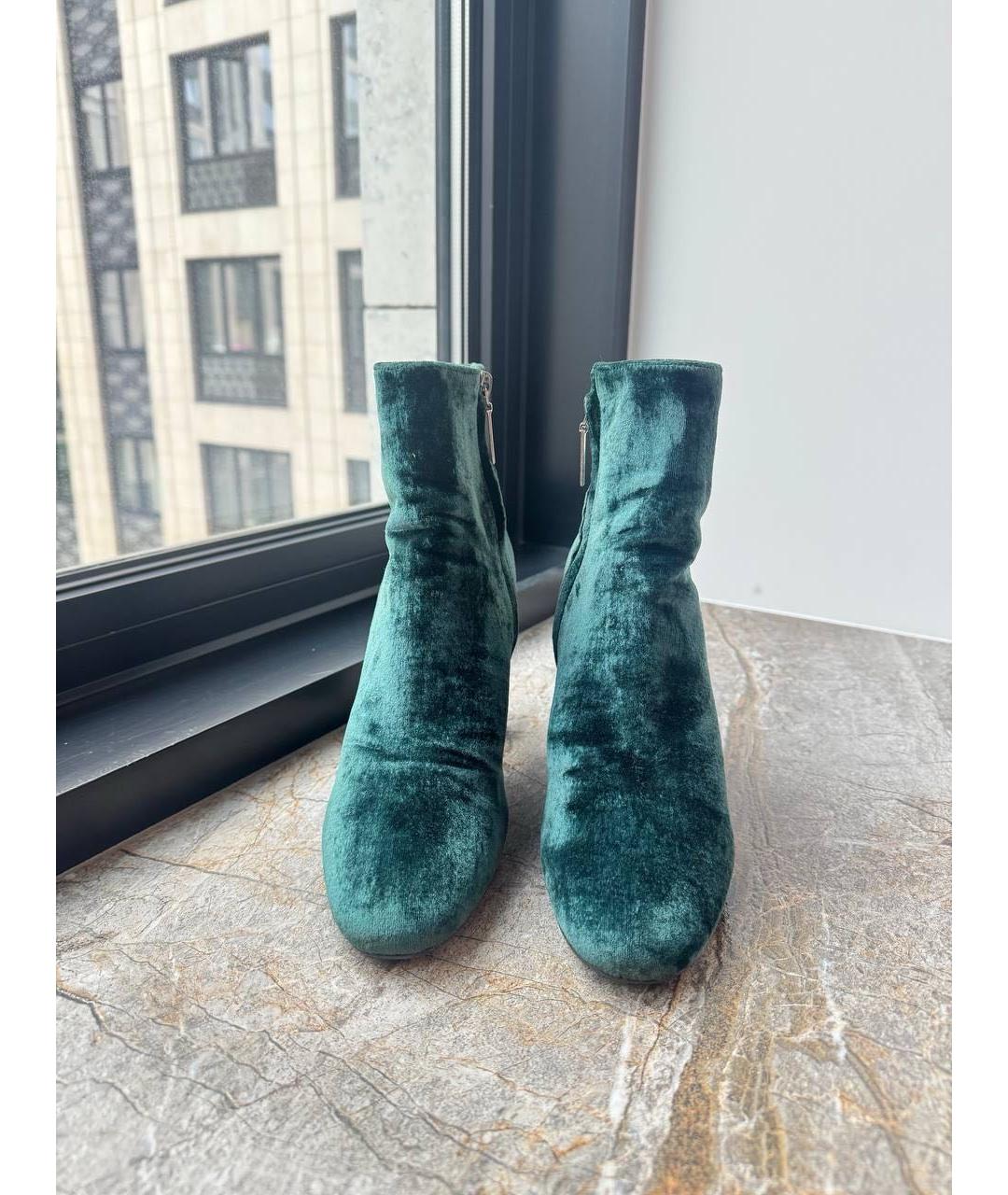 SAINT LAURENT Зеленые бархатные ботинки, фото 2