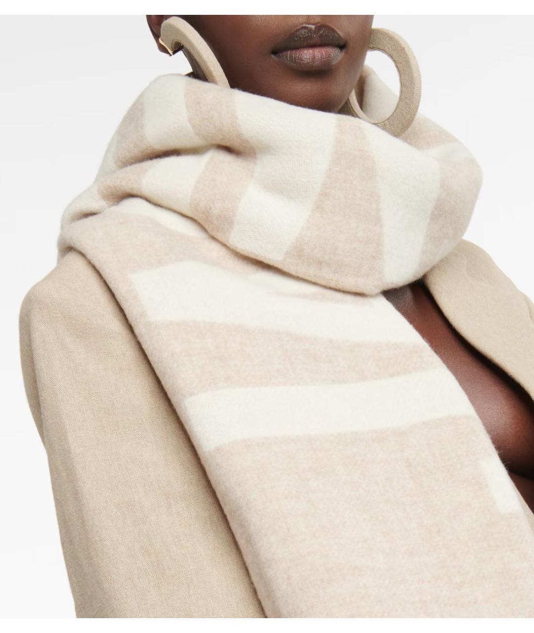 JACQUEMUS Бежевый шерстяной шарф, фото 4