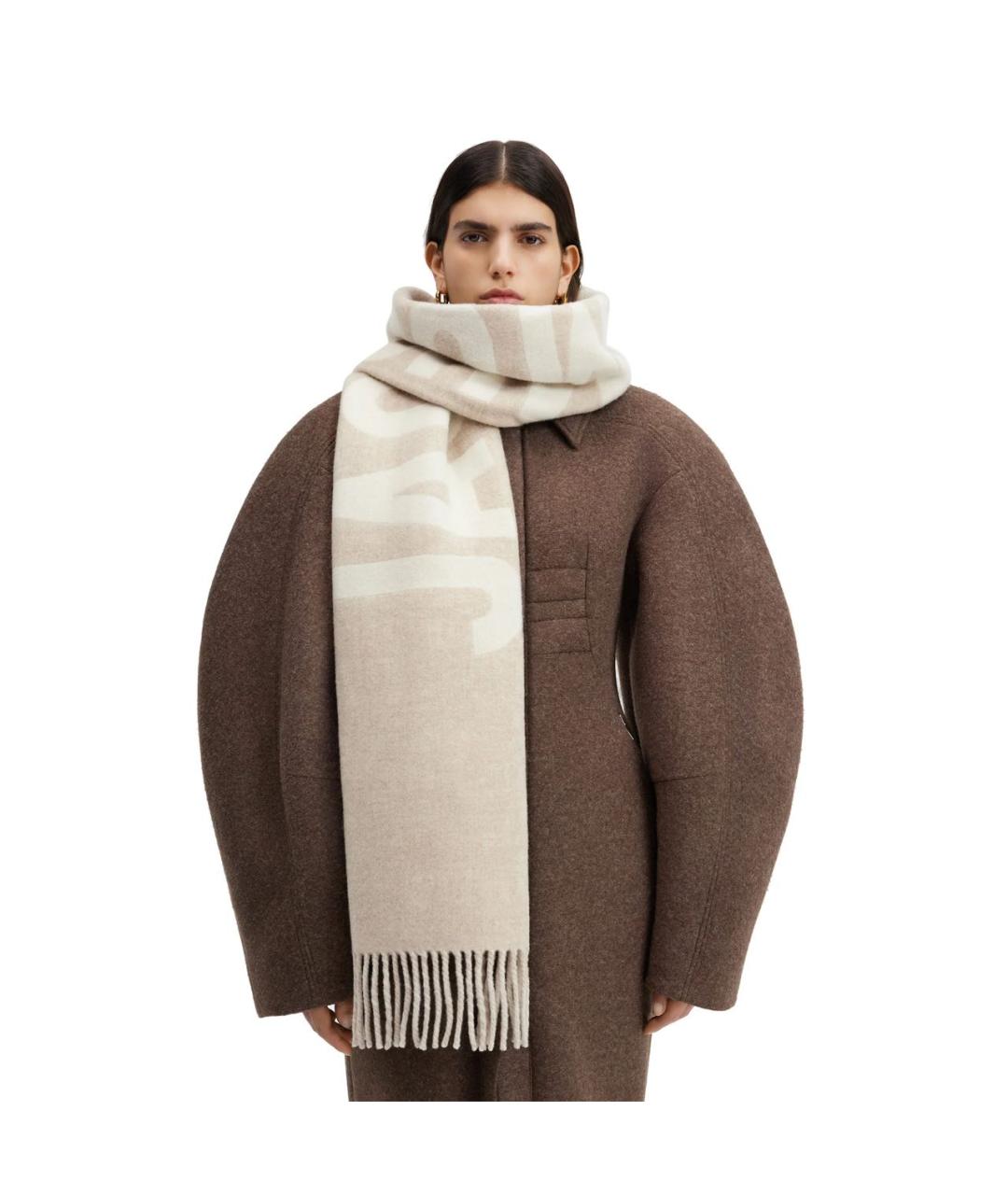 JACQUEMUS Бежевый шерстяной шарф, фото 2