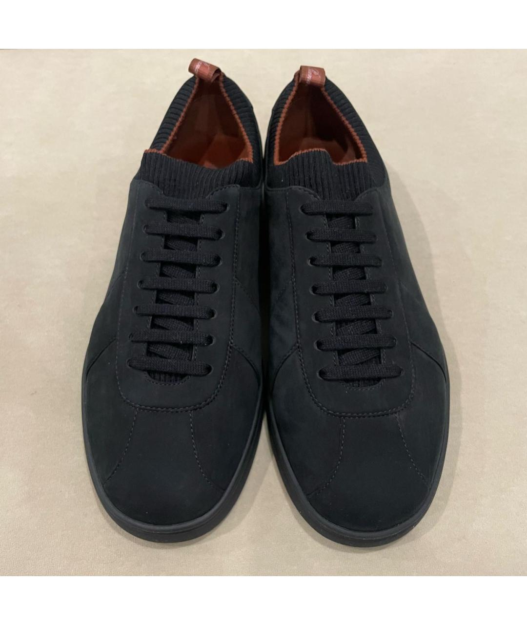 LORO PIANA Черные нубуковые низкие кроссовки / кеды, фото 2