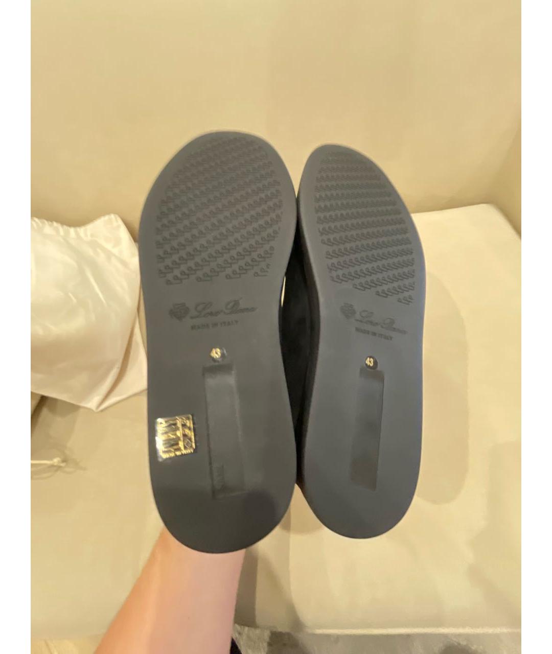 LORO PIANA Черные нубуковые низкие кроссовки / кеды, фото 5