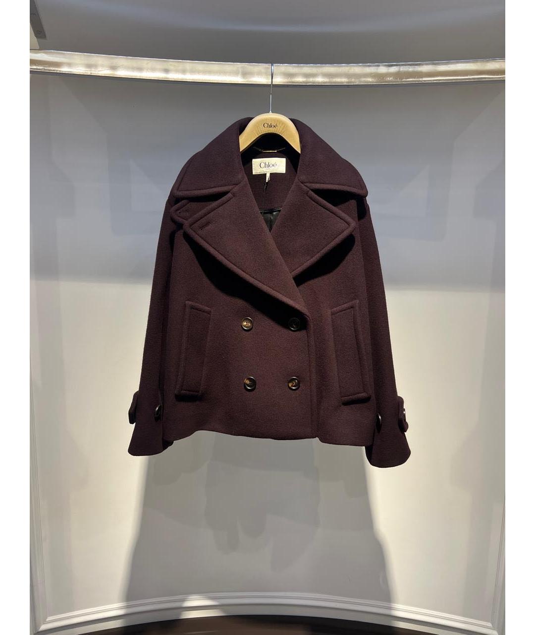 CHLOE Бордовое шерстяное пальто, фото 2