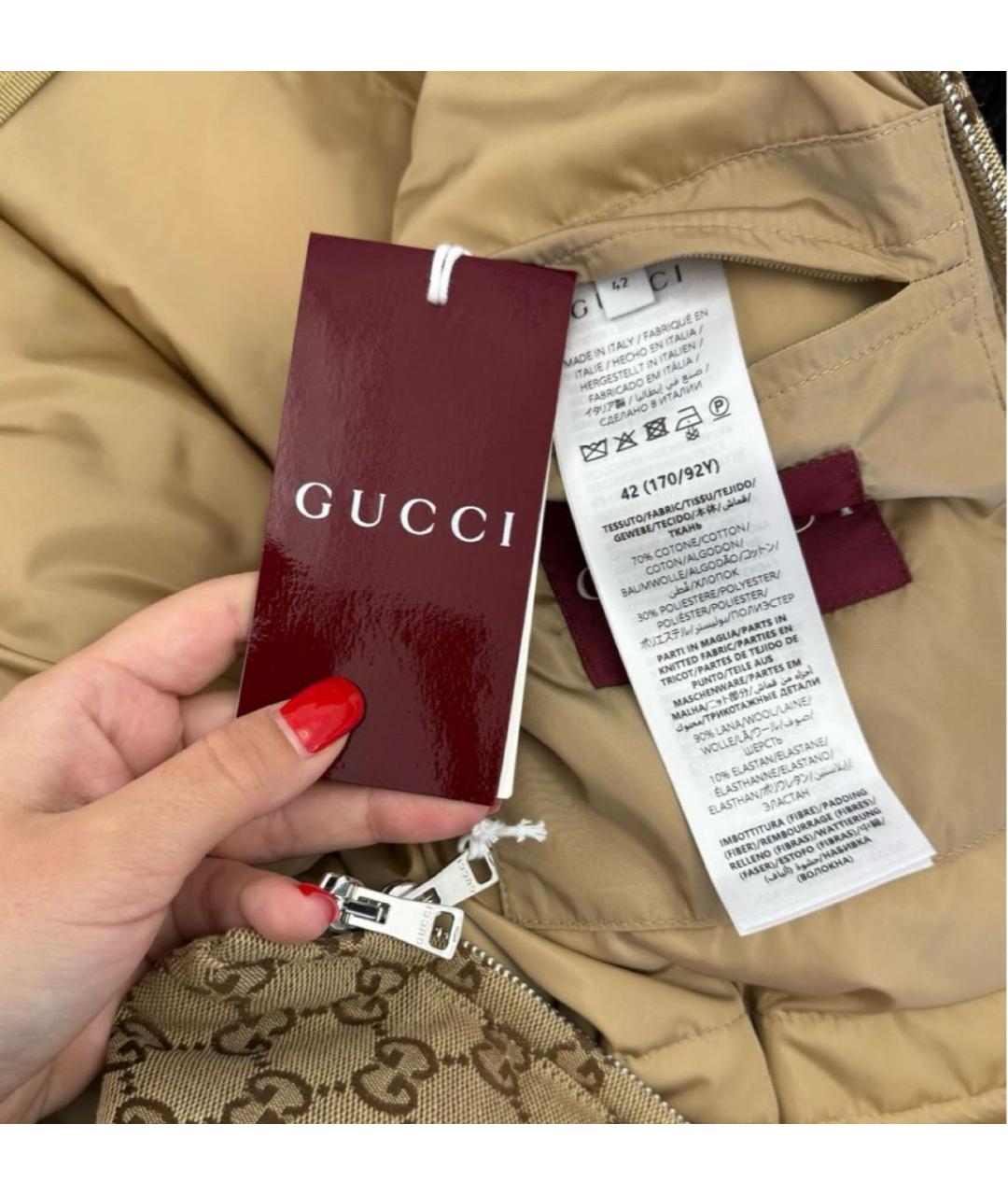 GUCCI Бежевый хлопковый пуховик, фото 4