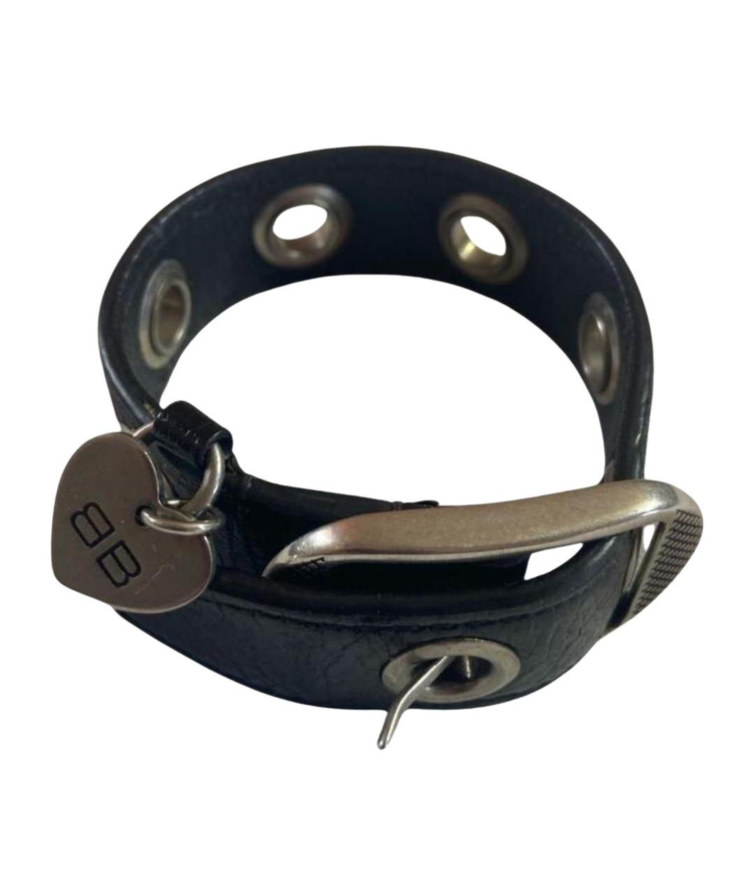 BALENCIAGA Черный кожаный браслет, фото 1