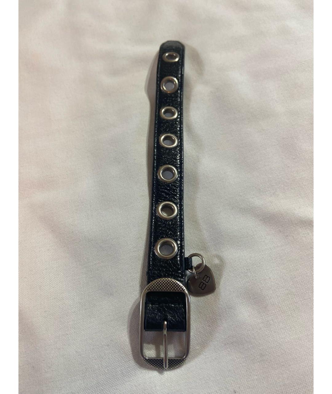 BALENCIAGA Черный кожаный браслет, фото 3