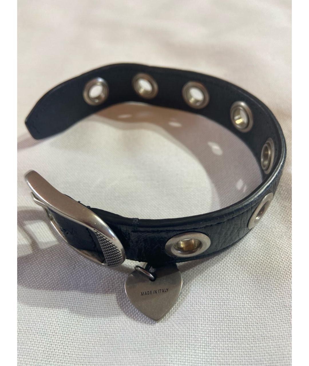 BALENCIAGA Черный кожаный браслет, фото 2
