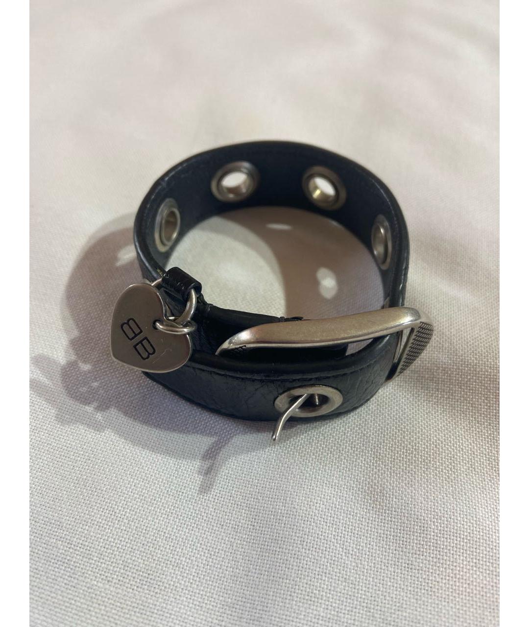 BALENCIAGA Черный кожаный браслет, фото 4