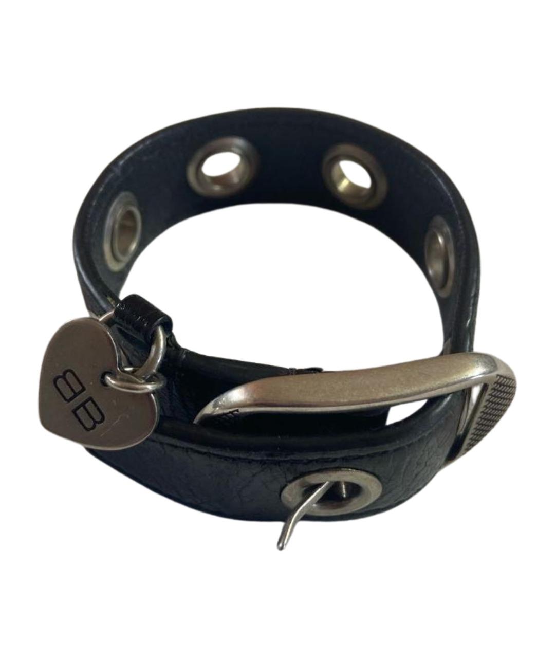 BALENCIAGA Черный кожаный браслет, фото 5