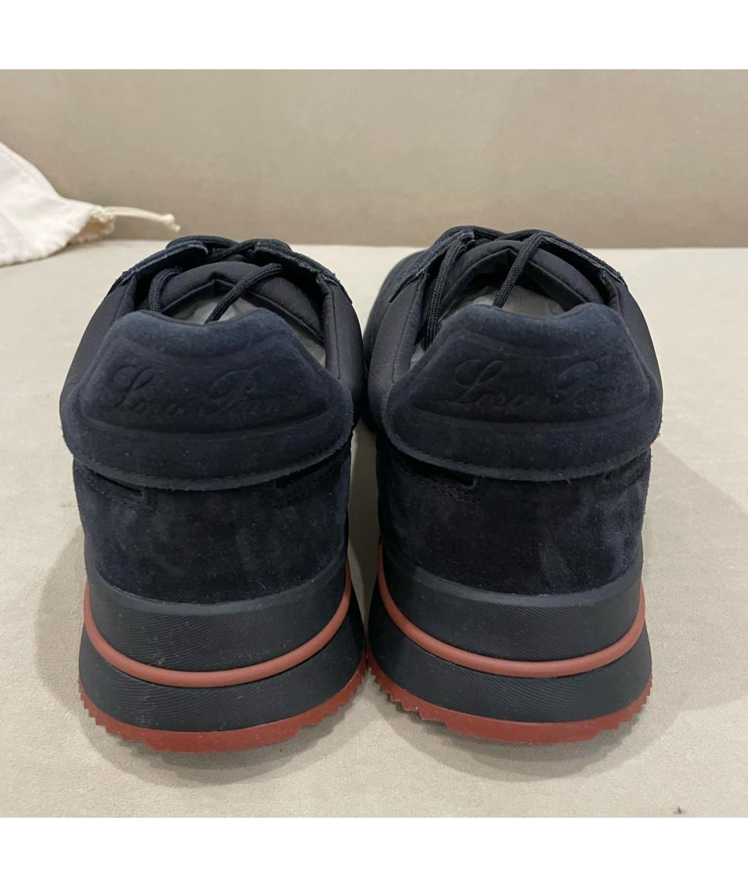 LORO PIANA Черные замшевые низкие кроссовки / кеды, фото 4