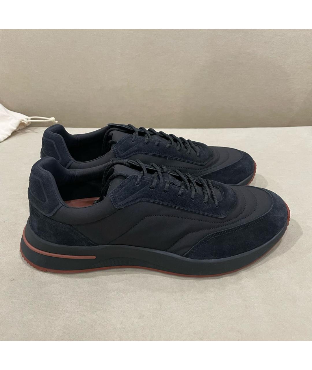 LORO PIANA Черные замшевые низкие кроссовки / кеды, фото 7