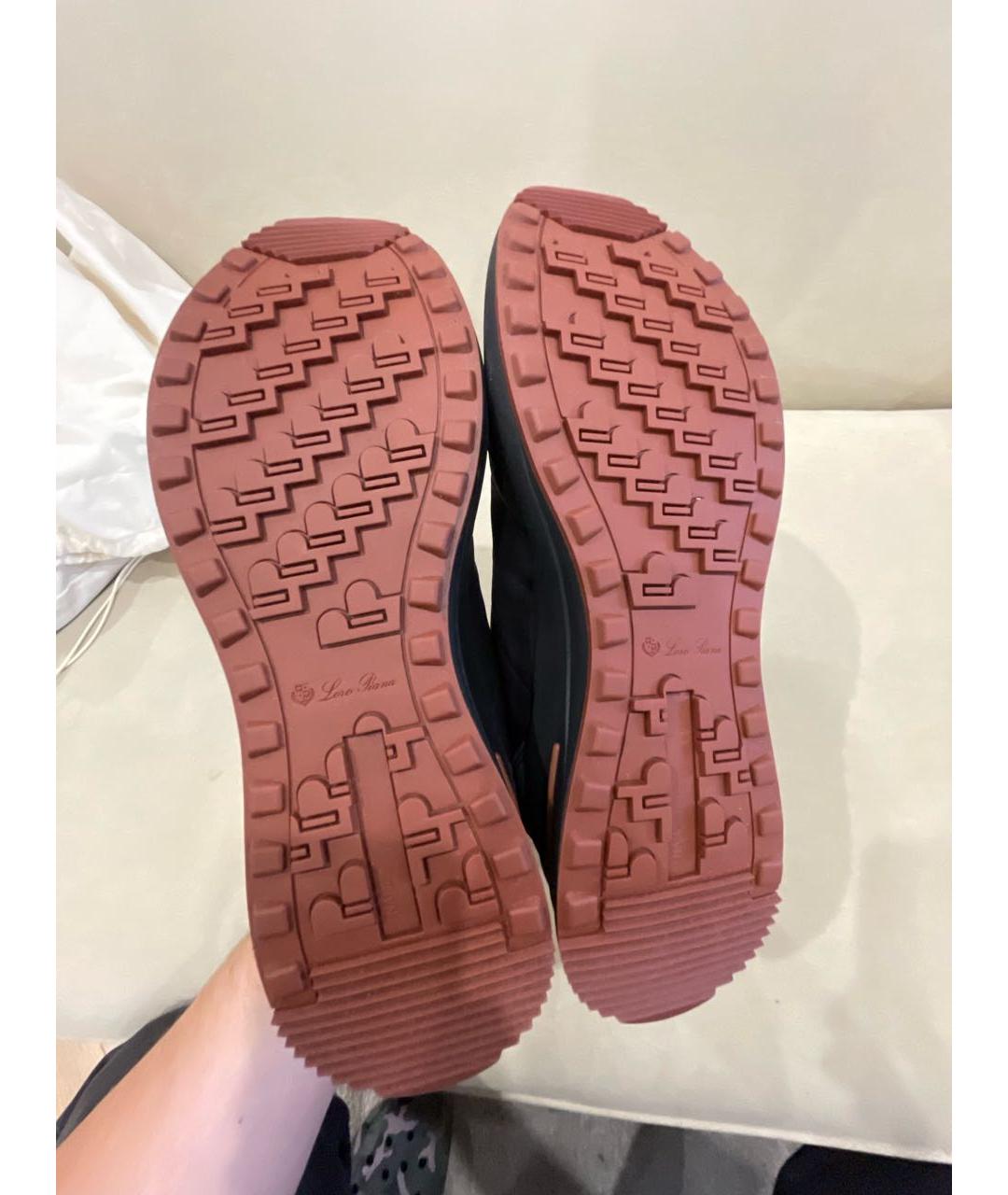 LORO PIANA Черные замшевые низкие кроссовки / кеды, фото 5