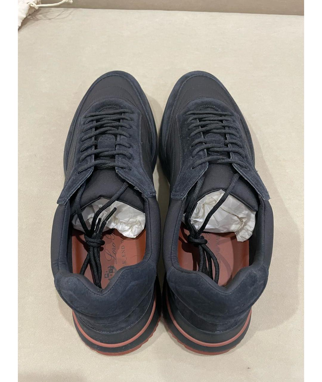 LORO PIANA Черные замшевые низкие кроссовки / кеды, фото 3