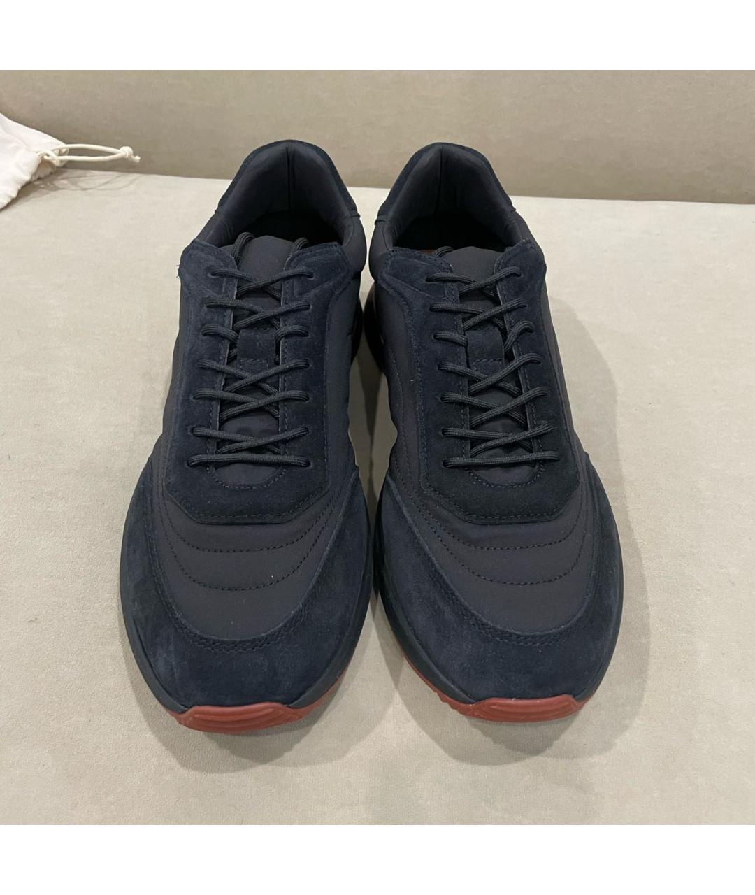 LORO PIANA Черные замшевые низкие кроссовки / кеды, фото 2