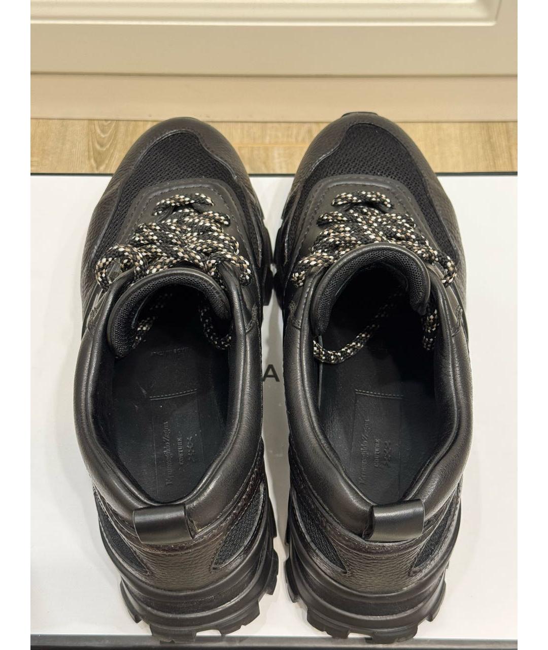 ERMENEGILDO ZEGNA XXX Черные кожаные низкие ботинки, фото 3