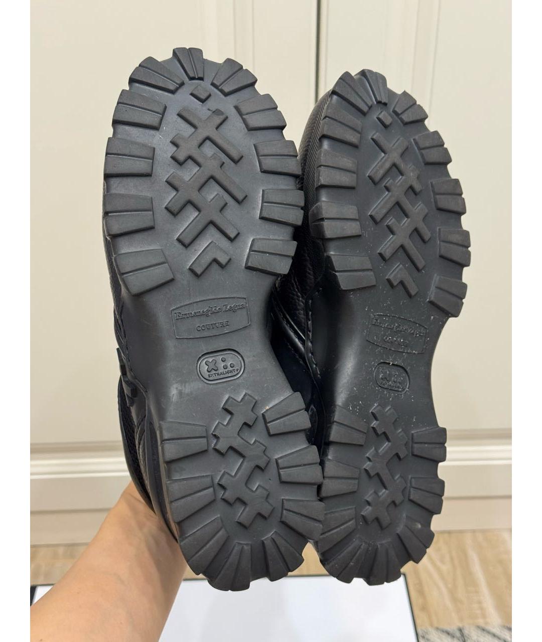 ERMENEGILDO ZEGNA XXX Черные кожаные низкие ботинки, фото 6